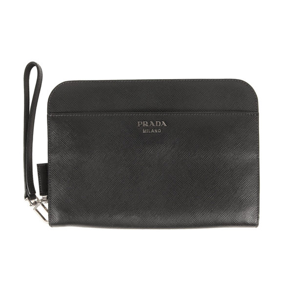 PRADA Black Leather Saffiano Clutch Bag - Picture 1 of 5
